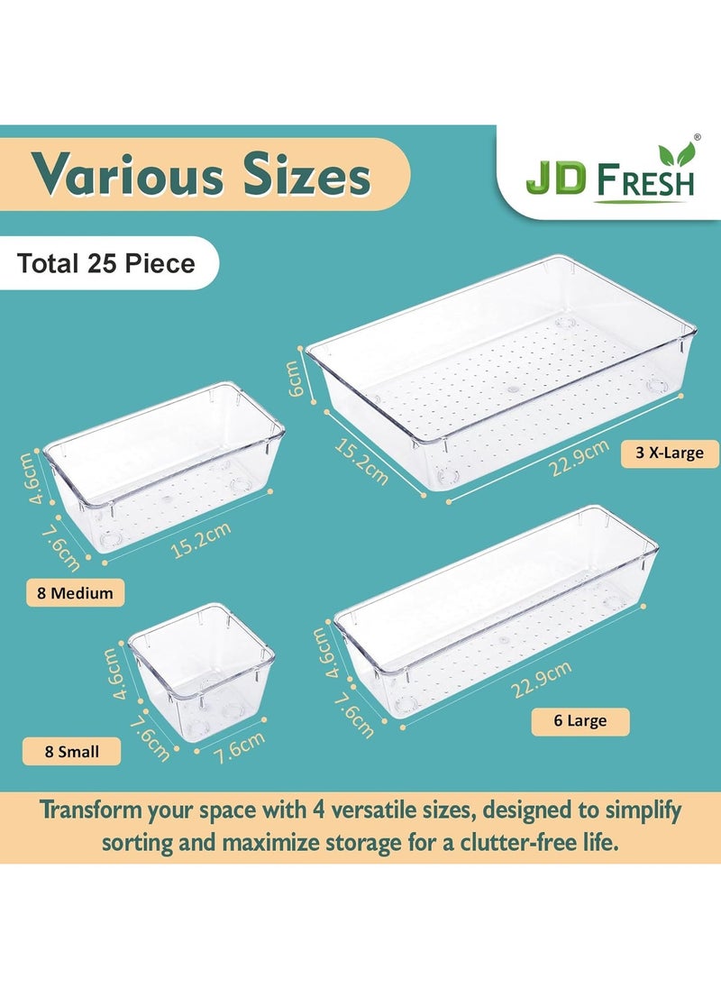 Generic 25pcs Desk Drawer Organizers Trays Set,Clear Plastic Storage Bins Bathroom Drawer Tray, Dividers Vanity & Accessories trays, Organizer for Bedroom Dresser Makeup Jewelries, kitchen, office.  - Image 2