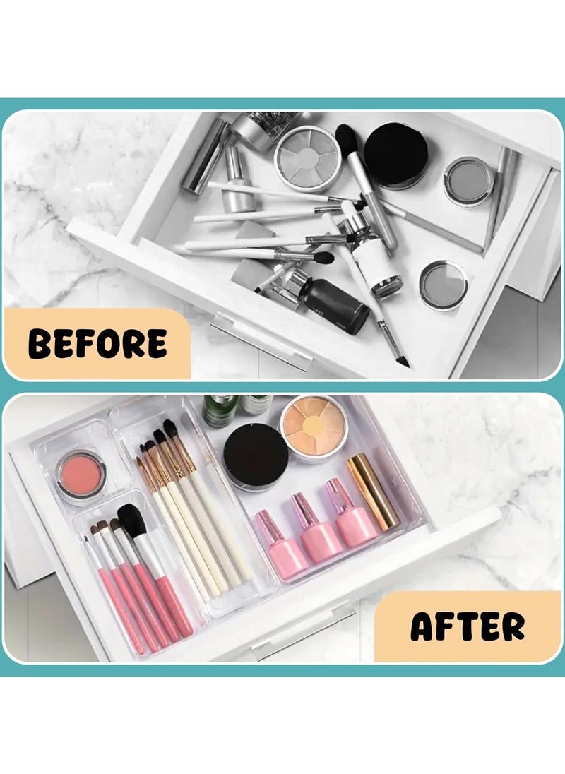 Generic 25pcs Desk Drawer Organizers Trays Set,Clear Plastic Storage Bins Bathroom Drawer Tray, Dividers Vanity & Accessories trays, Organizer for Bedroom Dresser Makeup Jewelries, kitchen, office.  - Image 3