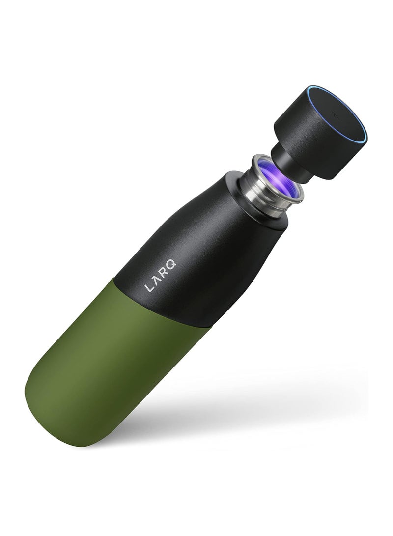 LARQ زجاجة LARQ حركة إصدار تيرا خفيفة الوزن ذاتية التنظيف وغير معزولة من الفولاذ المقاوم للصدأ سعة 24 أونصة / 710 مل باللون الأسود / الصنوبر - Image 1