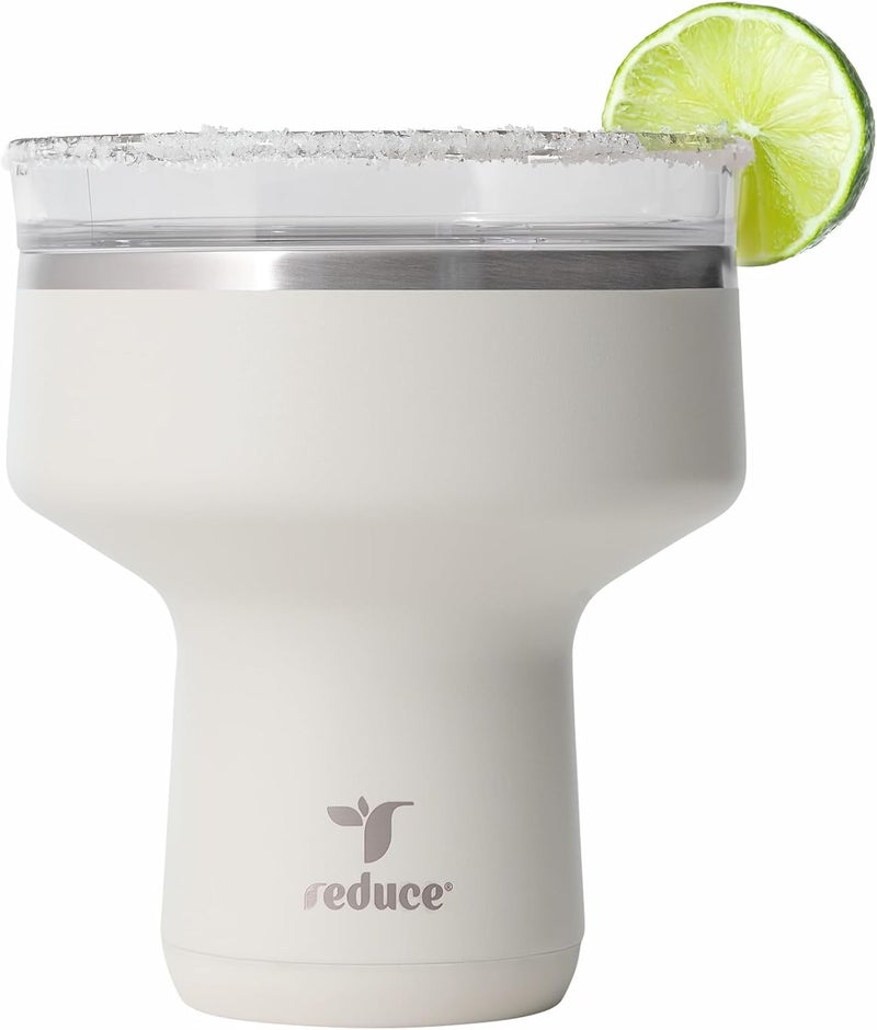 Storage burden minimized build REDUCE Saltini 16 oz Cocktail Tumbler - Insulated Margarita Tumbler with Lid - Keeps Drinks Cold for 10 Hours - 360 Sippable Martini Glass Alternative - Shatterproof, Perfect for Parties - Unbleached Foldable - Image 1