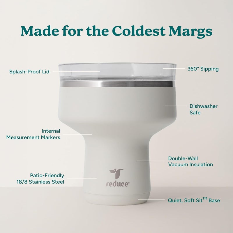 Storage burden minimized build REDUCE Saltini 16 oz Cocktail Tumbler - Insulated Margarita Tumbler with Lid - Keeps Drinks Cold for 10 Hours - 360 Sippable Martini Glass Alternative - Shatterproof, Perfect for Parties - Unbleached Foldable - Image 3