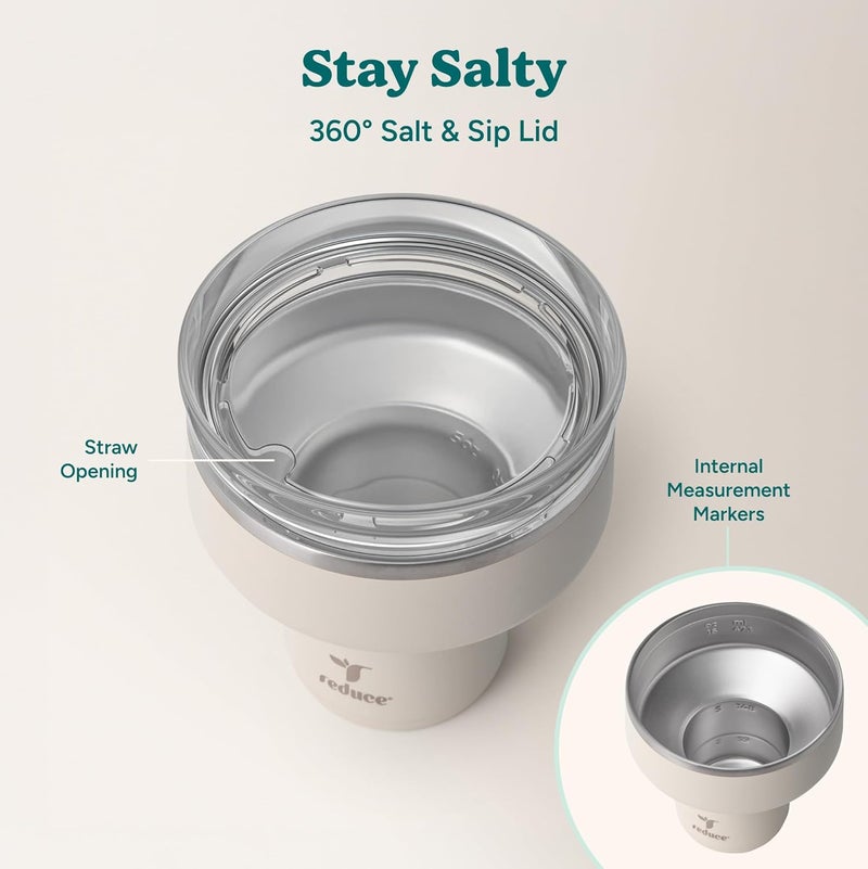 Storage burden minimized build REDUCE Saltini 16 oz Cocktail Tumbler - Insulated Margarita Tumbler with Lid - Keeps Drinks Cold for 10 Hours - 360 Sippable Martini Glass Alternative - Shatterproof, Perfect for Parties - Unbleached Foldable - Image 4