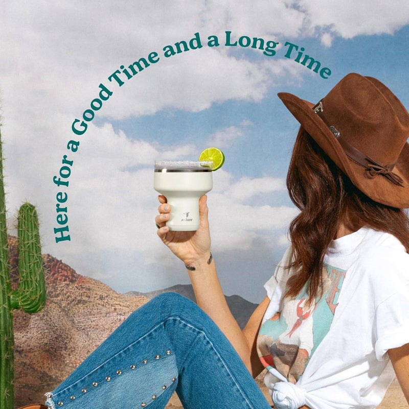 Storage burden minimized build REDUCE Saltini 16 oz Cocktail Tumbler - Insulated Margarita Tumbler with Lid - Keeps Drinks Cold for 10 Hours - 360 Sippable Martini Glass Alternative - Shatterproof, Perfect for Parties - Unbleached Foldable - Image 5