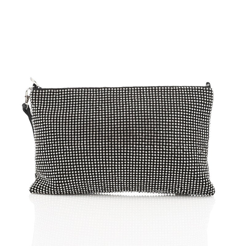 Mr.joe Crystal Studded Evening Envelope Clutch Dark Silver - Image 3