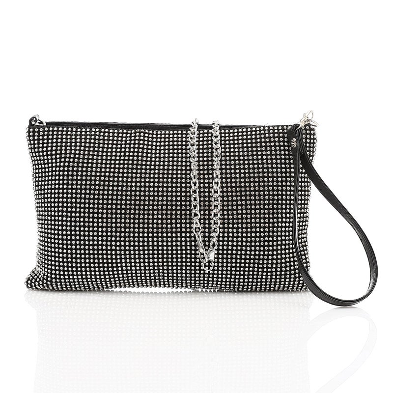 Mr.joe Crystal Studded Evening Envelope Clutch Dark Silver - Image 1