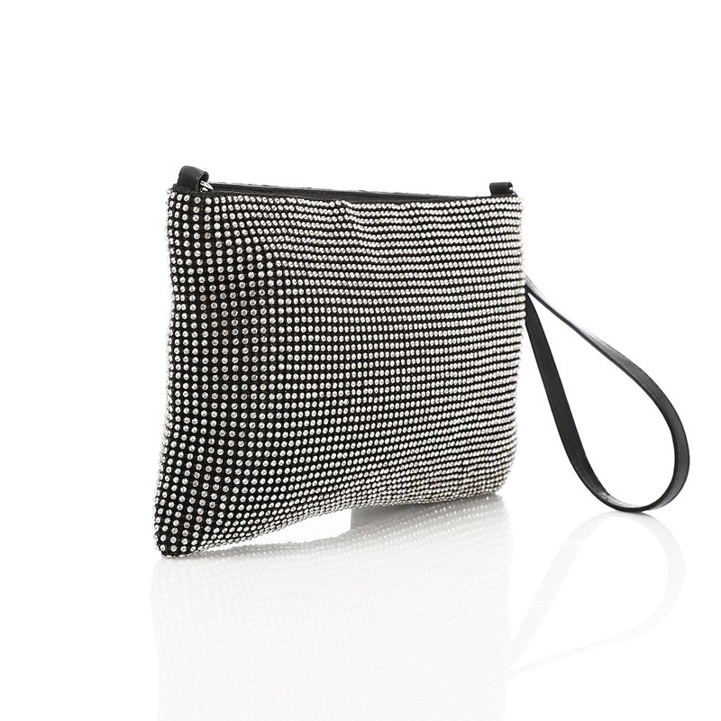 Mr.joe Crystal Studded Evening Envelope Clutch Dark Silver - Image 2
