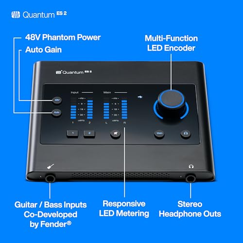 PreSonus Quantum ES 2 2 x 2, 24-bit / 192 kHz USB-C Audio Interface With professional recording software Fender Studio Pro license Included - Image 3