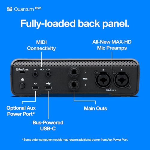 PreSonus Quantum ES 2 2 x 2, 24-bit / 192 kHz USB-C Audio Interface With professional recording software Fender Studio Pro license Included - Image 5
