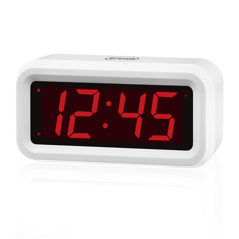 Alarm Clock Digital Clock Auto NightMode 3Level Led Brightness Battery Powered 1224Hr 12 Red Digits Display Simple Alarm Clock for Kids Adults Girls Boys Easy to Set Easy to Read