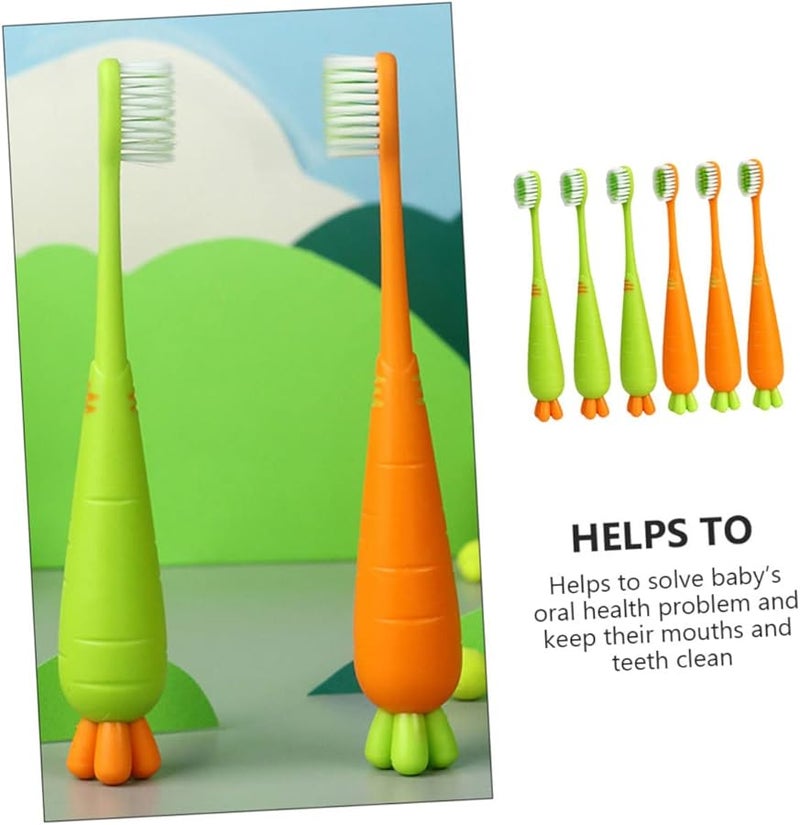 6Pcs Carrot Shape Soft Bristles Manual Toothbrush For Kids Boys And Girls - Image 5