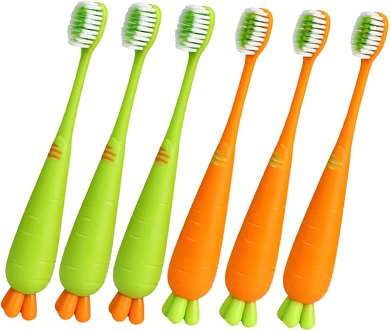 6Pcs Carrot Shape Soft Bristles Manual Toothbrush For Kids Boys And Girls - Image 2