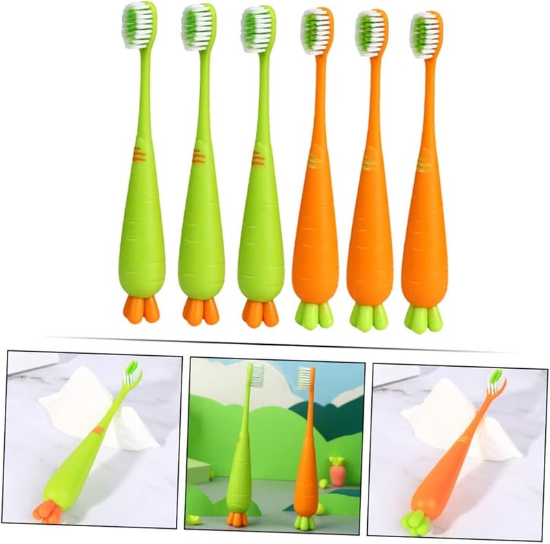 6Pcs Carrot Shape Soft Bristles Manual Toothbrush For Kids Boys And Girls - Image 4