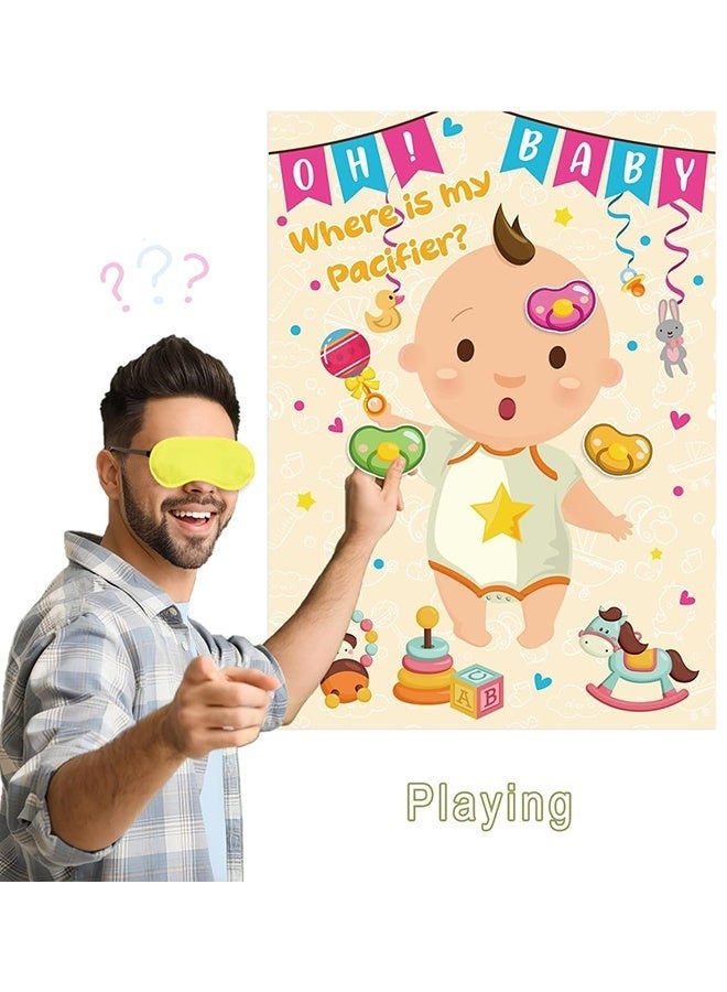 Pin The Pacifier on The Baby Poster, Party Games for Adult, Gender Reveal Decorations Cute Baby Shower Party Decorations - Image 3