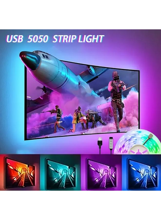 1181 Inch USB 5050 RGB LED Strip Light Dimmable Cuttable with Button Control - Image 2