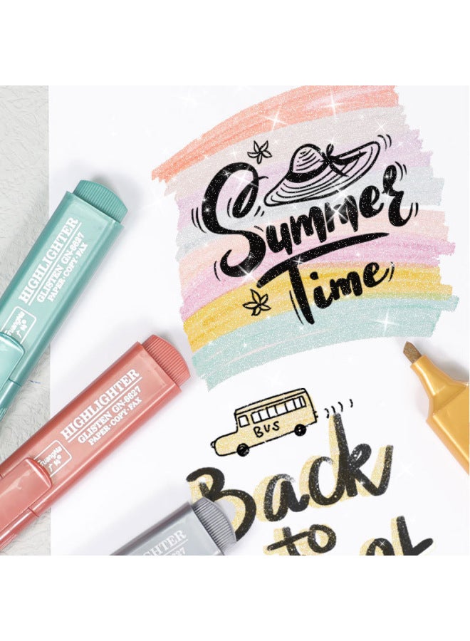 GuangNa Morandi Metal Color Xinghe Fine Flash Highlighter Hand Account Student Hand Account Color Marker - Image 4