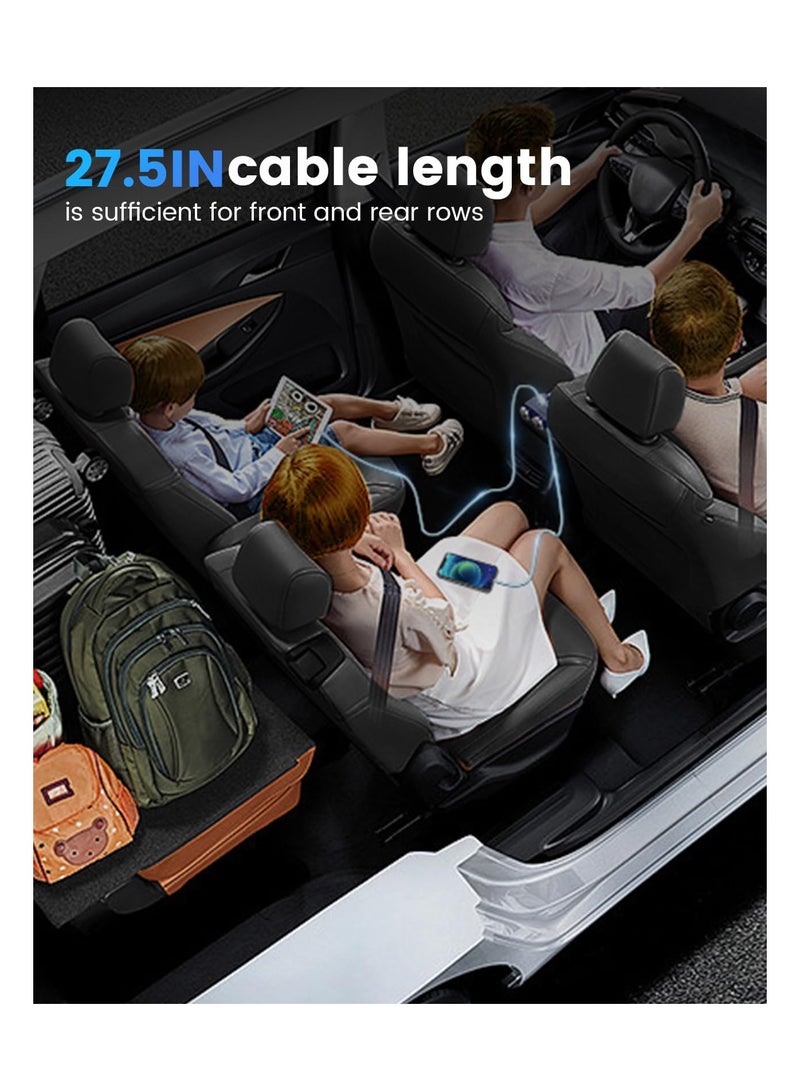 SYOSI Car Lighter Adapter, Car Cigarette Lighter USB Charger with 12V USB Socket USB Adapter Car Charger Multi Socket Extension with Double/Dual Plug/Port & Extension for all Car Devices - Image 4