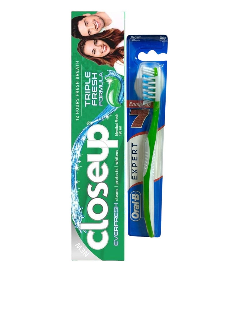 Closeup Mint Fresh Triple Fresh Formula Toothpaste 120ml + Medium Soft Toothbrush Multi Color 
