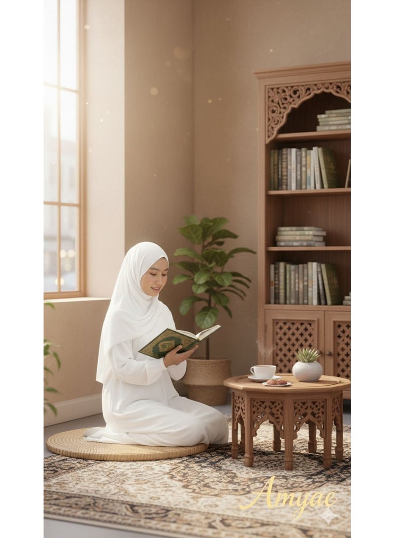 AMYAE Prayer Dress for Women One-Piece | Islamic Modest Full Prayer Outfit with Long Sleeves & Attached Scarf | Soft Cotton Jilbab Abaya | Namaz, Salah, Umrah & Hajj Wear | Plain White - Image 4