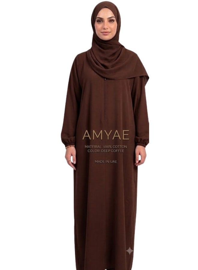 AMYAE Prayer Dress for Women One-Piece | Islamic Modest Full Prayer Outfit with Long Sleeves & Attached Scarf | Soft Cotton Jilbab Abaya | Namaz, Salah, Umrah & Hajj Wear | Different Color - Image 1