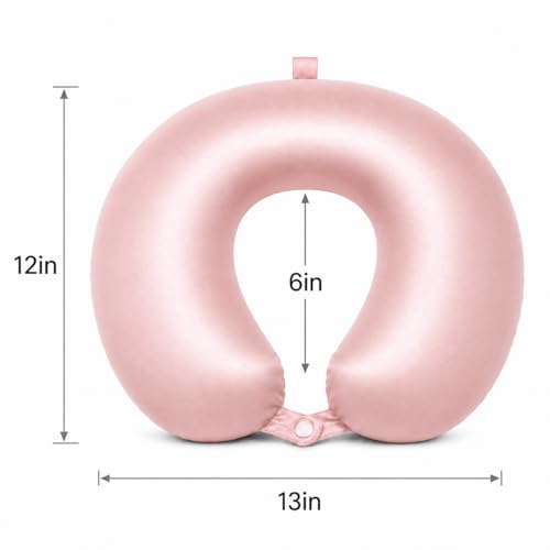 ROSEWARD Upgraded Softness 100 Mulberry Silk Neck Pillow for Travel 22 Momme Real Silk Travel Pillow for Pain Relief Sleeping Organic Silk Airplane Pillow Anti Wrinkle Travel Pillow Made in USA Pink - Image 3