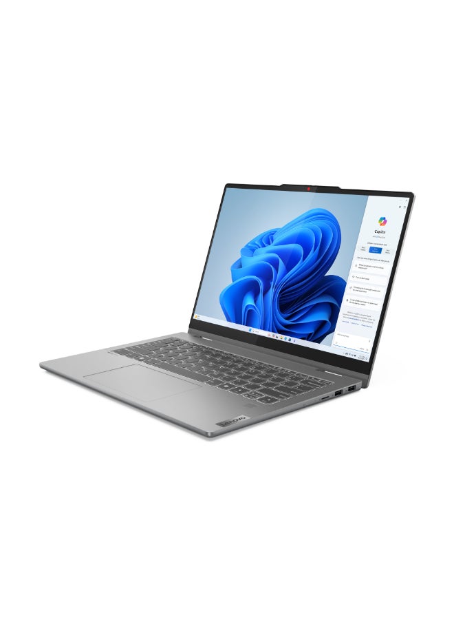 لينوفو لابتوب IdeaPad 5 ثنائي الاستخدام بشاشة IPS عالية الدقة بالكامل WUXGA (1920x1080) مقاس 14 بوصة، معالج Intel Core i5-13420H، ذاكرة وصول عشوائي 8 جيجابايت، قرص صلب SSD سعة 512 جيجابايت، معالج رسومات Intel UHD، نظام تشغيل DOS (بدون ويندوز)، يدعم اللغتين الإنجليزية والعربية، لون رمادي قمري الإنجليزية/العربية - Image 4