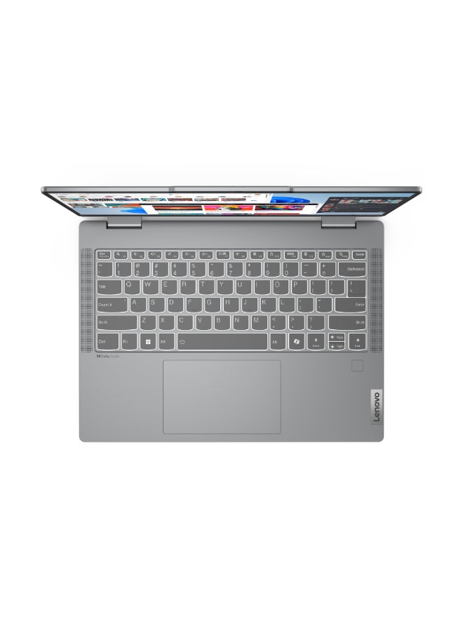 لينوفو لابتوب IdeaPad 5 ثنائي الاستخدام بشاشة IPS عالية الدقة بالكامل WUXGA (1920x1080) مقاس 14 بوصة، معالج Intel Core i5-13420H، ذاكرة وصول عشوائي 8 جيجابايت، قرص صلب SSD سعة 512 جيجابايت، معالج رسومات Intel UHD، نظام تشغيل DOS (بدون ويندوز)، يدعم اللغتين الإنجليزية والعربية، لون رمادي قمري الإنجليزية/العربية - Image 5