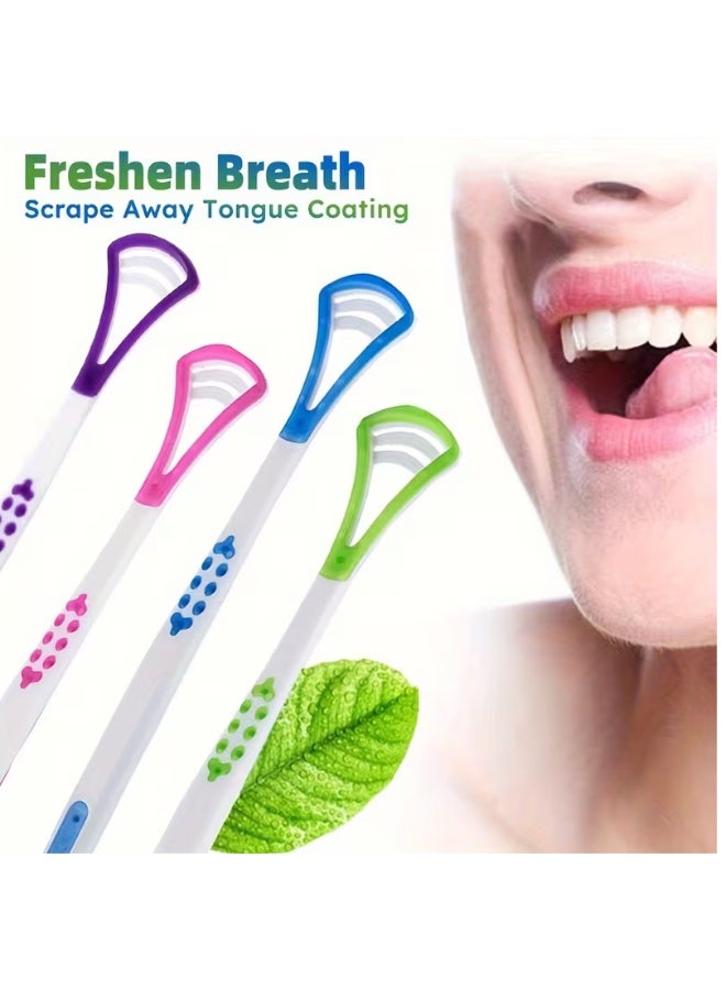 aeen 4PCS Tongue Scrapers for Adults – Blue, Green, Pink & Purple Tongue Cleaning Brushes, Soft Deep Cleaning Tongue Cleaner for Oral Hygiene - Image 2