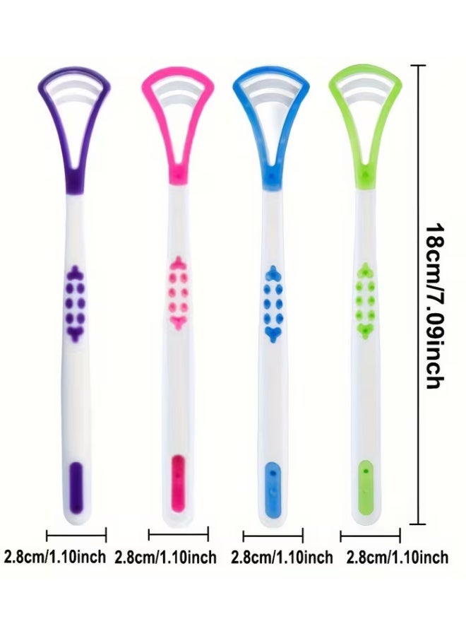 aeen 4PCS Tongue Scrapers for Adults – Blue, Green, Pink & Purple Tongue Cleaning Brushes, Soft Deep Cleaning Tongue Cleaner for Oral Hygiene - Image 4