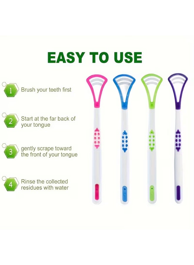 aeen 4PCS Tongue Scrapers for Adults – Blue, Green, Pink & Purple Tongue Cleaning Brushes, Soft Deep Cleaning Tongue Cleaner for Oral Hygiene - Image 3