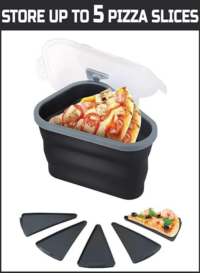 DIKSUL Pizza Slice Storage Container with 5 Serving Trays Folding Food-grade Silicone Pizza Slice Box Microwavable Serving Trays Adjustable Pizza Slice Container - Image 5
