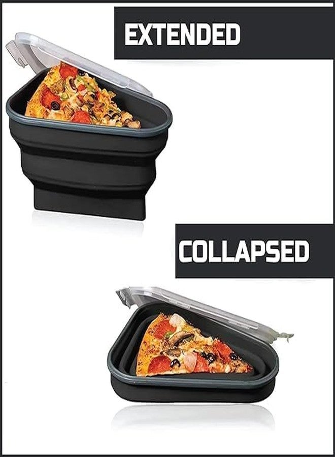 DIKSUL Pizza Slice Storage Container with 5 Serving Trays Folding Food-grade Silicone Pizza Slice Box Microwavable Serving Trays Adjustable Pizza Slice Container - Image 4