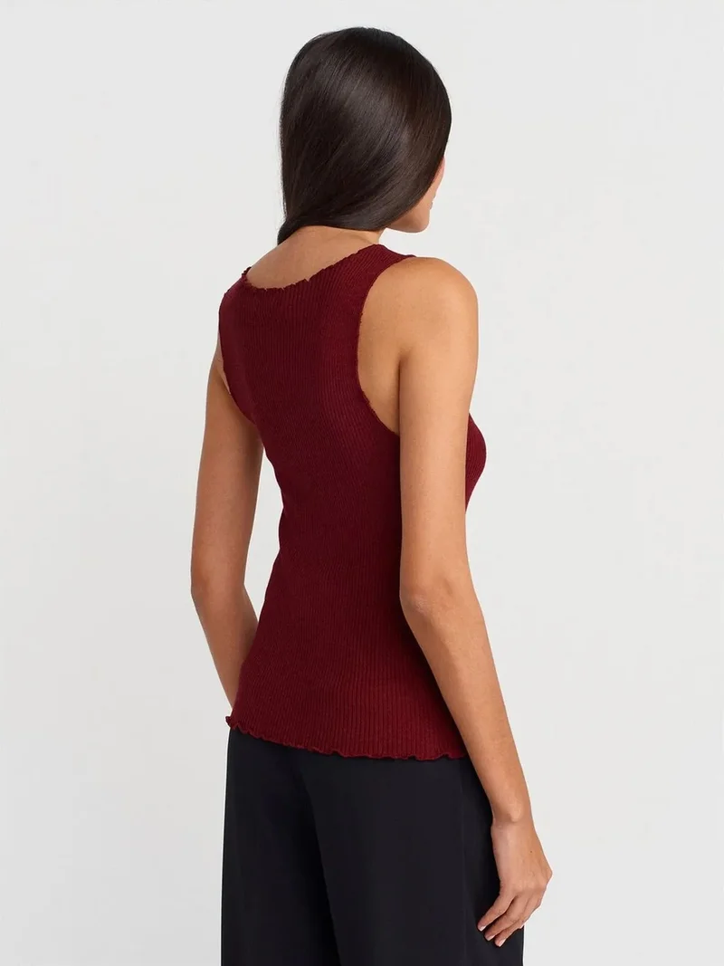 ديلفين DILVIN Sleeveless Ribbed Button Cardigan