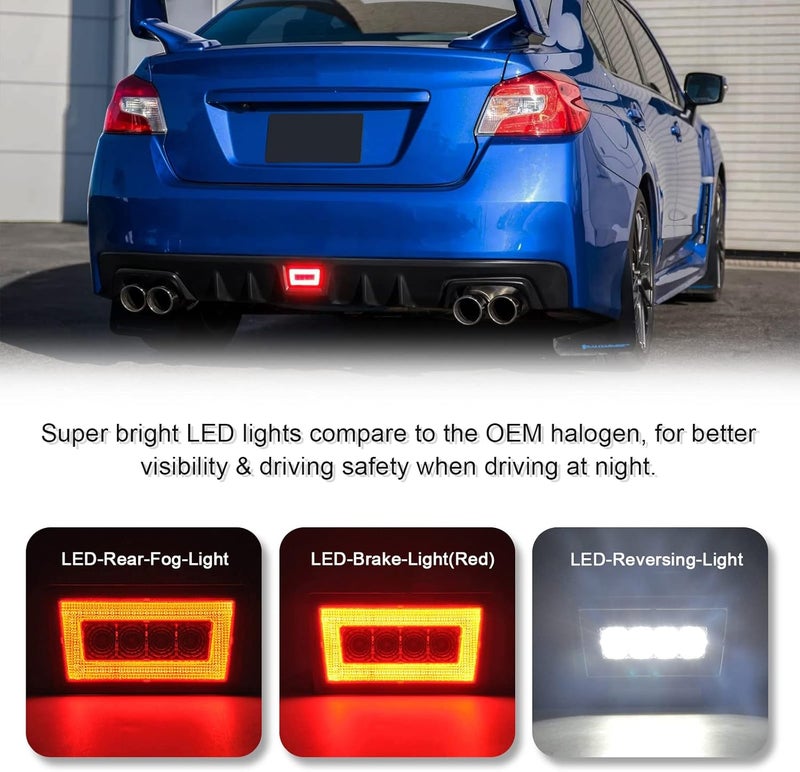 SHINEFIT LED 3-in-1 Rear Fog Light Assembly with Wire Harness for WRX/STi Impreza XV Crosstrek 2011-2021 - Image 2