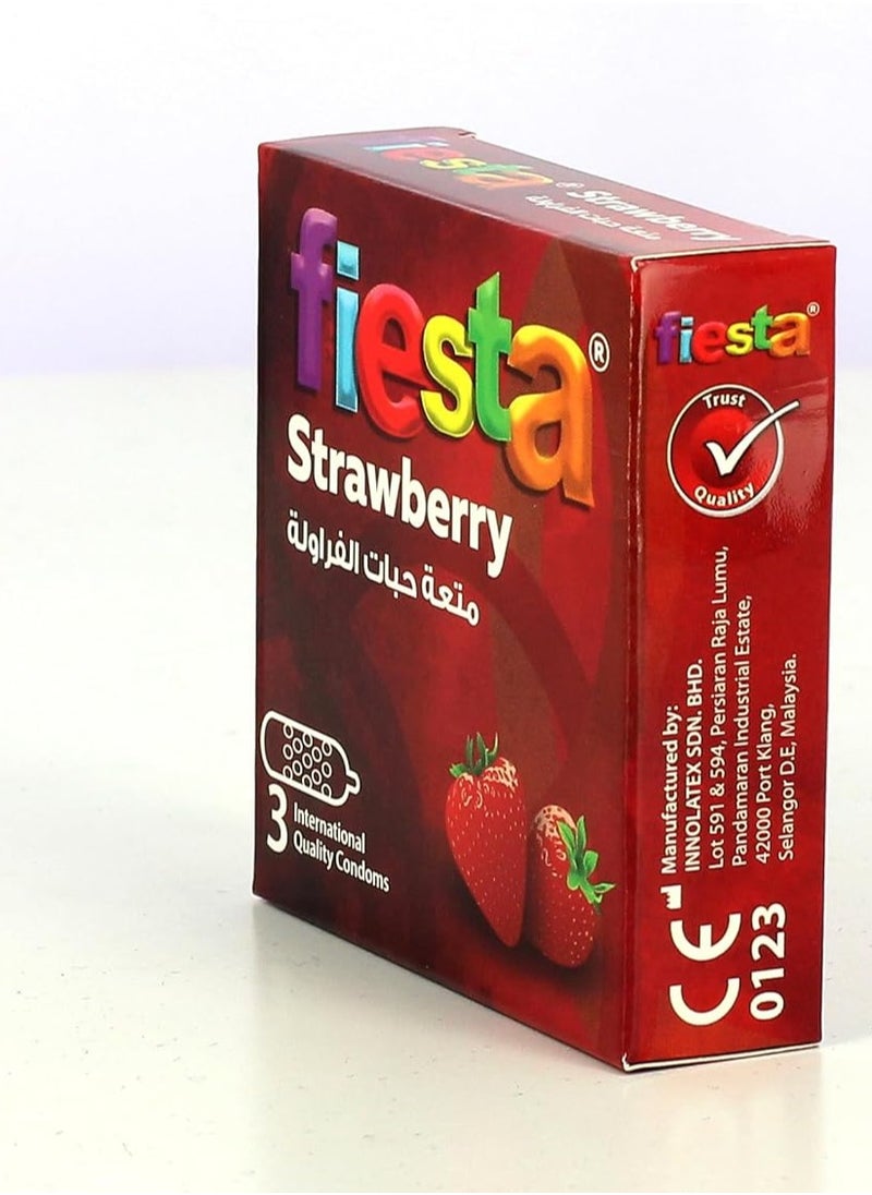 فييستا Fiesta فييستا فراولة - واقي ذكري محبب - 4 عبوة 3 قطع  - Image 2