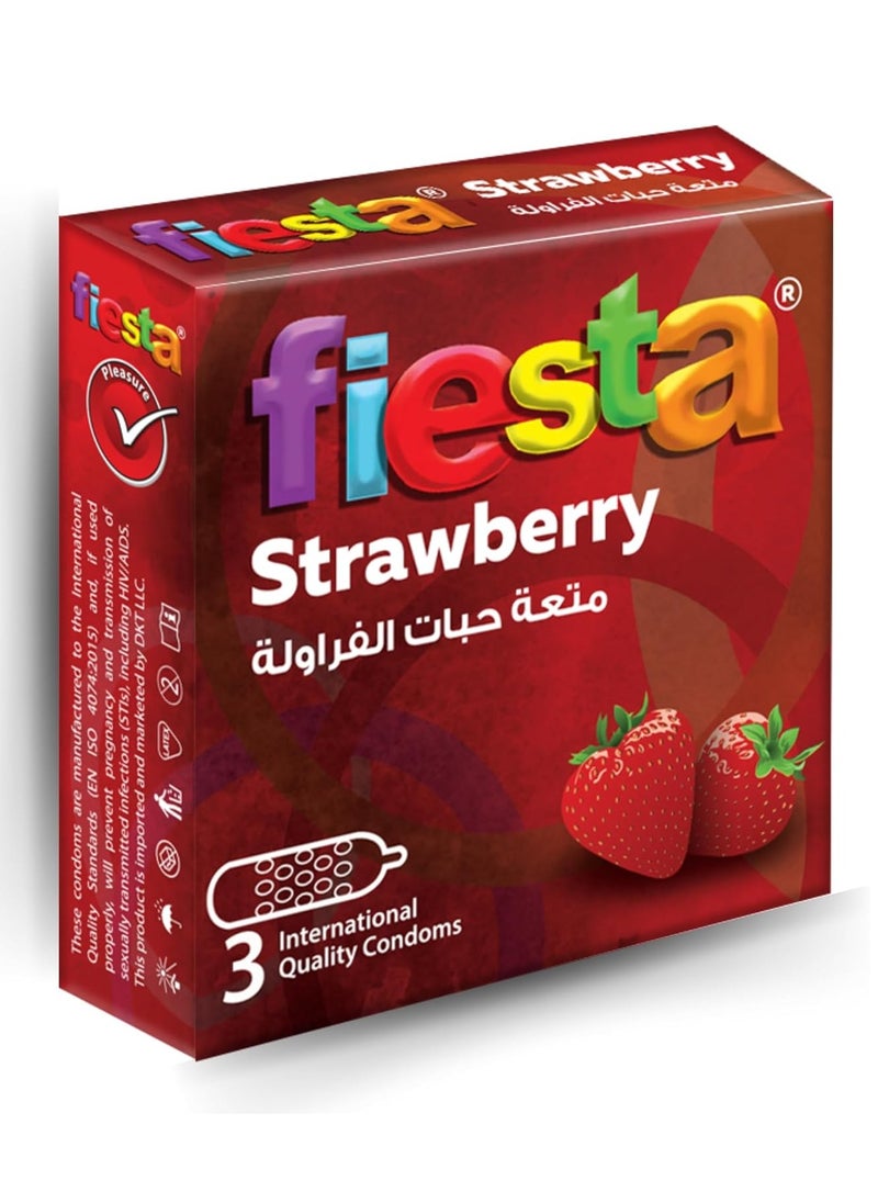 فييستا Fiesta فييستا فراولة - واقي ذكري محبب - 4 عبوة 3 قطع  - Image 3