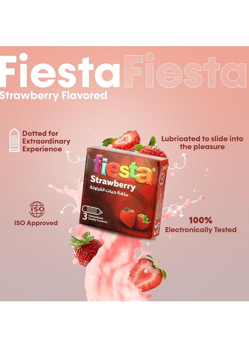 فييستا Fiesta فييستا فراولة - واقي ذكري محبب - 4 عبوة 3 قطع  - Image 4