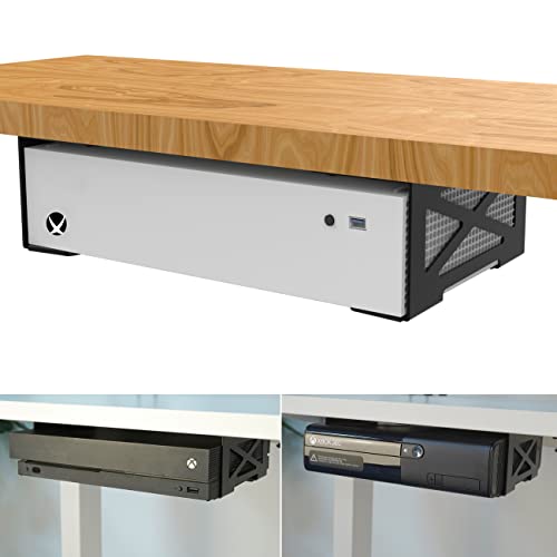 Monzlteck Universal Under Desk Metal Storage Mount for Xbox Series S/X, PS4 Slim/Pro, Compatible with CPU, UPS, Small Form Factor Desktop Tower, Mini PCs, 3.2IN Height Limit – Includes Paper Template - Image 1
