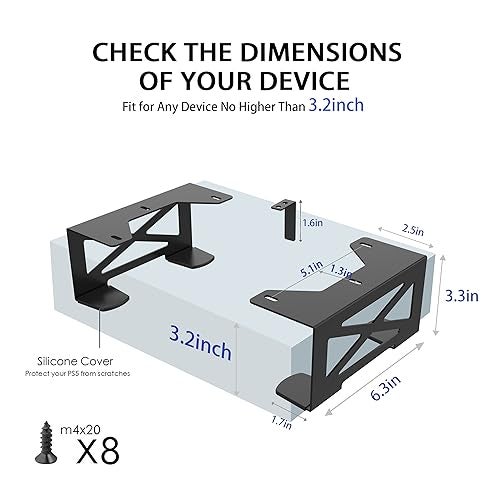 Monzlteck Universal Under Desk Metal Storage Mount for Xbox Series S/X, PS4 Slim/Pro, Compatible with CPU, UPS, Small Form Factor Desktop Tower, Mini PCs, 3.2IN Height Limit – Includes Paper Template - Image 2