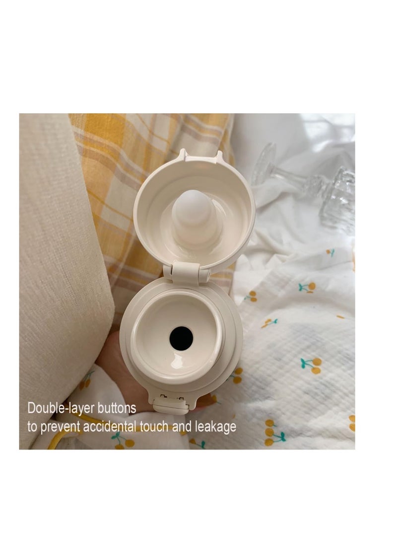 SYOSI زجاجة مياه ترمس، زجاجة مياه حرارية دب كاواي، زجاجة مياه معزولة مضادة للتسرب، زجاجة حرارية من الفولاذ المقاوم للصدأ محمولة مع غلاف قماشي للمشروبات الساخنة أو الباردة - Image 2