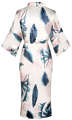 Valennia Women Long Silky Bathrobe Satin Kimono Robe Floral Printed Dressing Gown Sleepwear - Image 2