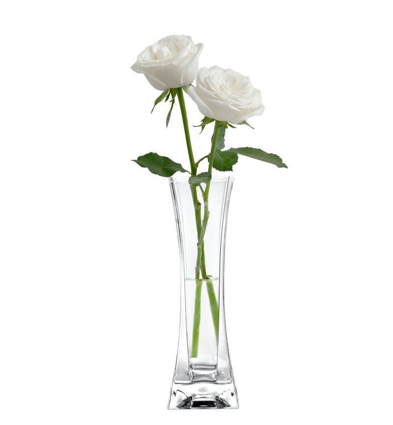 KLIFA Small Acrylic Square Bud Vase Shatterproof High Transparency Plastic Single Stem Vase Clear Hight 748 inch 1 pc