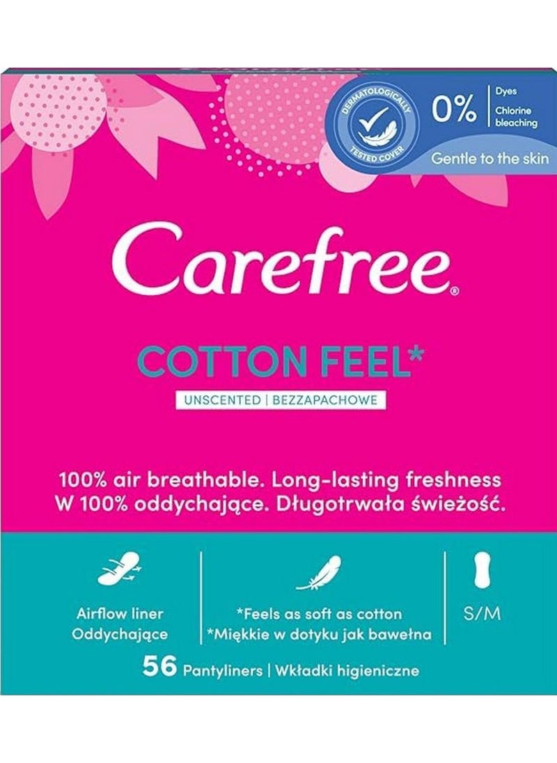 Carefree Breathable With Cotton Extract Individually Wrapped Fresh Scent Cotton Comfort Panty Liner 56 Pack  - Image 1