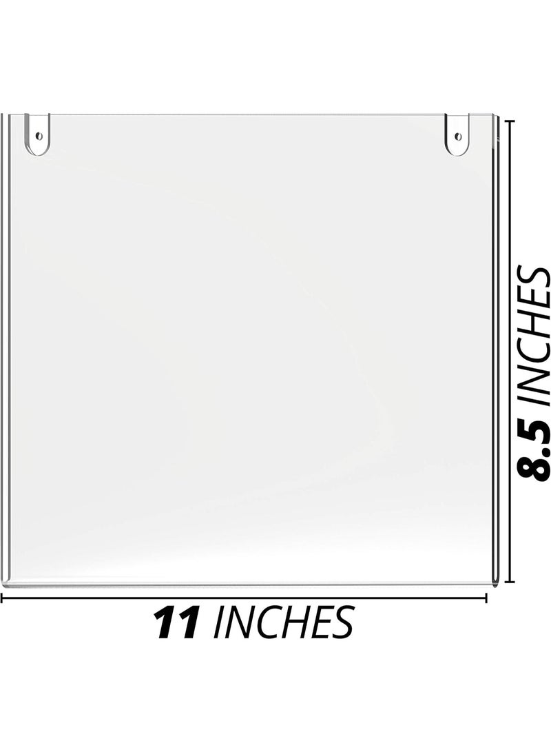 Slasa SLASA 12 Pack Acrylic Wall Sign Holder 8.5 x 11 Inch – Landscape Clear Hanging Display Frame – Premium Wall Mount Paper Holder with Mounting Essentials for Office, Store, Home, Restaurant  - Image 2