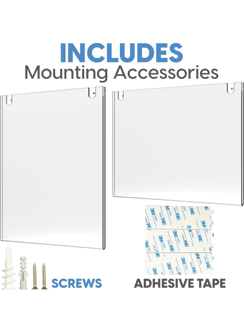 Slasa SLASA 12 Pack Acrylic Wall Sign Holder 8.5 x 11 Inch – Landscape Clear Hanging Display Frame – Premium Wall Mount Paper Holder with Mounting Essentials for Office, Store, Home, Restaurant  - Image 3