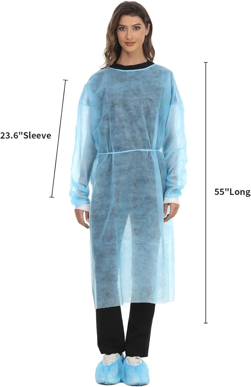 LIFESOFT Disposable Isolation Gown with Knit Cuff Long Sleeve Blue Case of 105 - Image 2