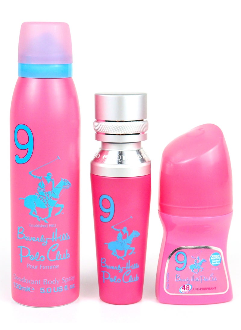 Beverly Hills - Polo Club No.9 Gift Set For Women - Deodorant 175ML + Eau De Parfum 50ML + Antiperspirant Roll On 50ML - Image 1