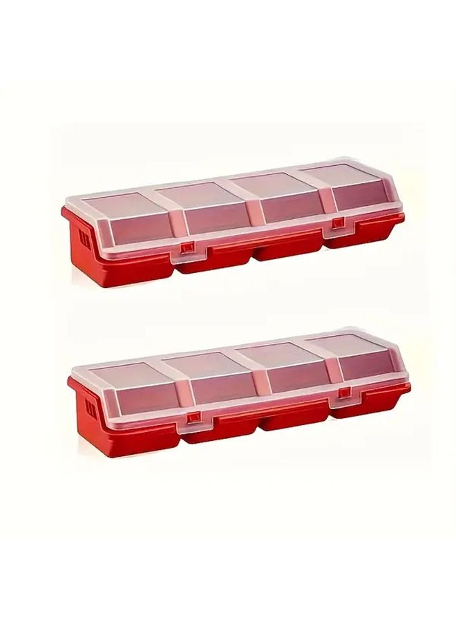 Heavy Duty Screw Organizer Box With Snap Lock Lid Red 2pcs Storage Container - Image 1