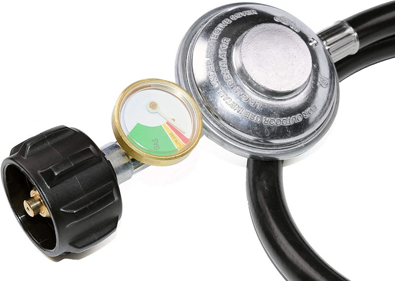 DOZYANT 6 Feet Propane Regulator Hose with Propane Tank Gauge Universal Grill Regulator Replacement Parts, QCC1 Hose and Regulator for Most LP Gas Grill, Heater and Fire Pit Table, 3/8" Female Flare Nut - Image 3