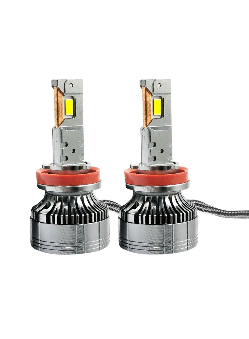 100مايلز مصباح LED للسيارة H11 75W 12000LM 6500K مصباح أمامي LED للسيارة مع نظام مروحة التبريد - 100 ميل - Image 2