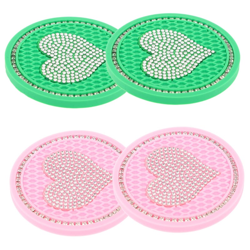Rhinestone Non Slip Car Coaster Set Of 2 Cup Holder Inserts For Women Auto Accessories - Image 2